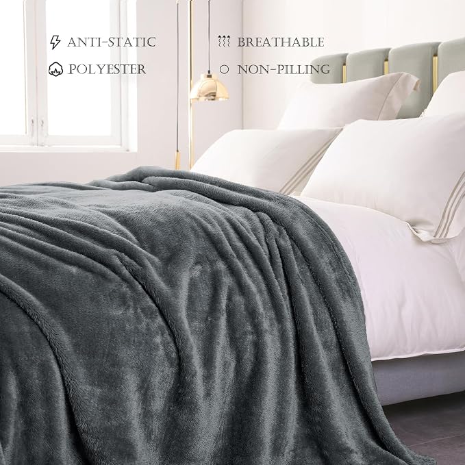 Exclusivo Mezcla Plush Fuzzy Fleece Bed Blanket Twin Size, Super Soft, Fluffy - Image 4