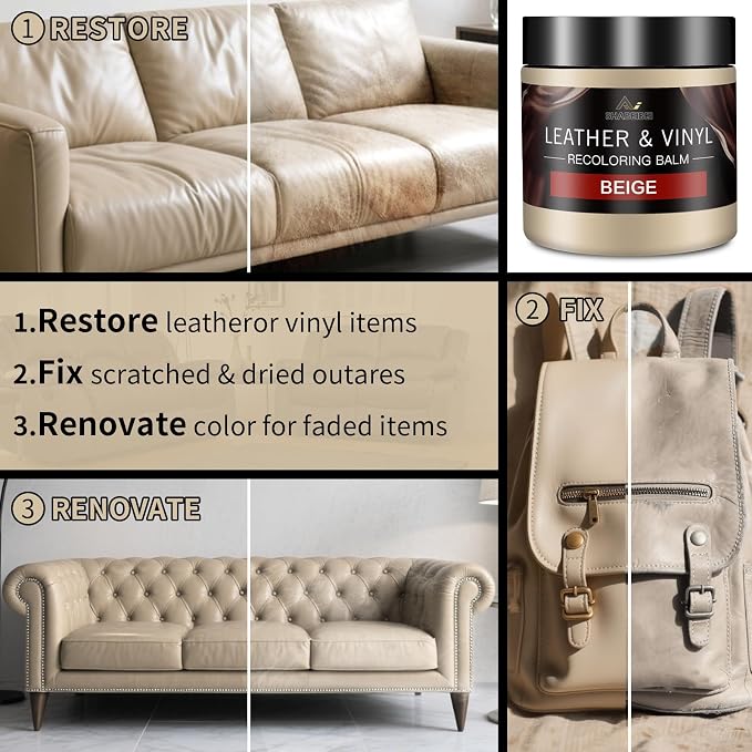 Leather Recoloring Balm with 100ml Mink Oil, Car Seats, Dye & Restorer - Image 4