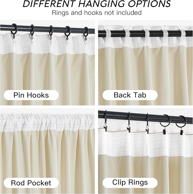 RYB HOME Beige Velvet Curtains 84 inches - Image 4