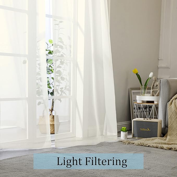 OWENIE Sheer Curtains 96 Inch Length, Elegant Sheer Curtains - Image 3