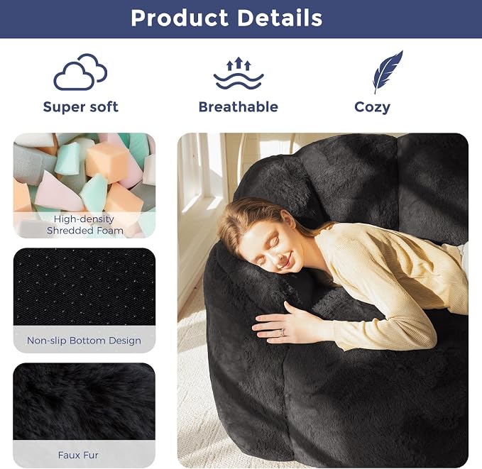 MAXYOYO Bean Bag Chair for Adults, Loveseat Floral Shaped Bean Bag Sofa - Image 6