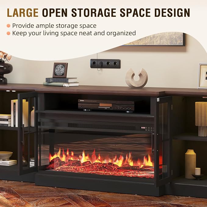 87" Farmhouse TV Stand with 36" Fireplace - Image 4