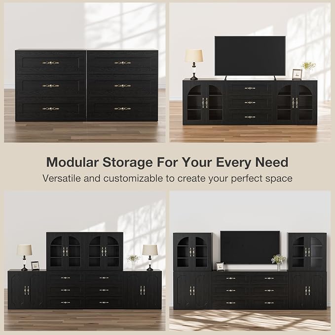 Wooden Dresser with 6 Large Drawers, Storage Cabinet Organizer Sideboard - Image 8