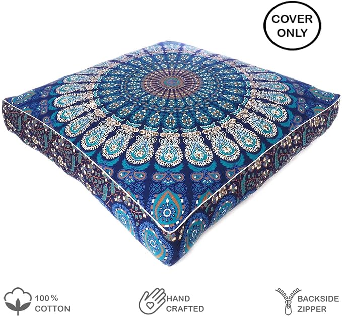 Mandala Floor Pillow Cover Meditation Cushion Seating Throw Hippie Round - Image 2