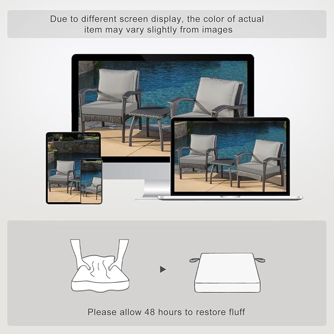 Favoyard Patio Chair Cushions 22 x 22 x 3 Inch Waterproof Outdoor Seat Cushions - Image 7