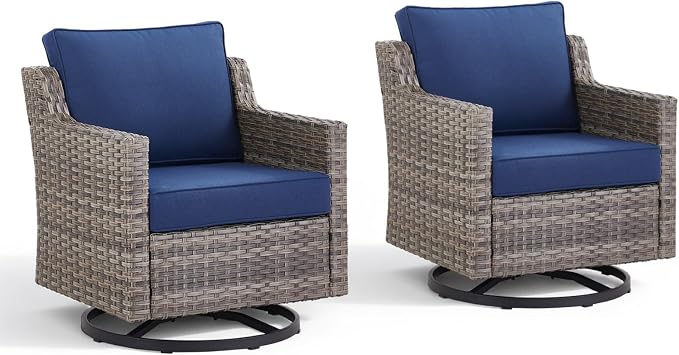 Outdoor Swivel Rocker Patio Chairs-High Back Wicker Swivel Rocker Patio Chairs - Image 9