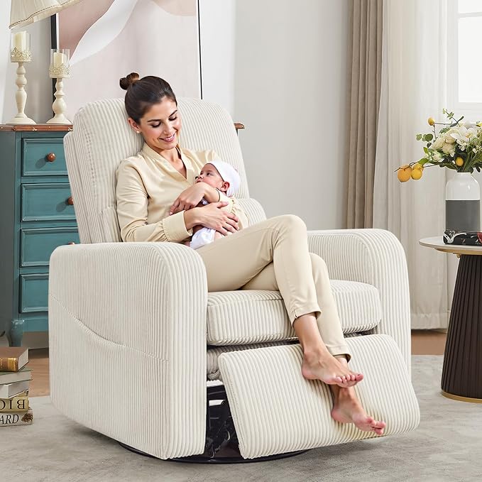 Swivel Rocker Recliner, Oversized Manual Nursery Glider Rocking Recliner Chair - Image 8