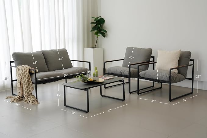 Grand Patio 4-Piece Modern Outdoor Furniture Set, Patio Sofa - Image 5