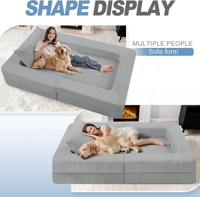 Futon Sofa Bed with Pillow, 3-in-1 Sleeper Sofa Bed with Removable Cover - Image 5