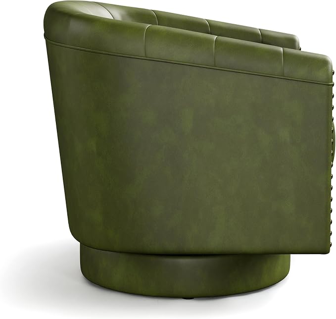 Swivel Barrel Accent Chairs Set of 2, Round Nailhead Faux Leather Living Room - Image 8
