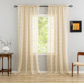 YJ YANJUN Vintage Lace Curtains 132 Inches Long-Victorian Floral Fancy Beige by YJYANJUN