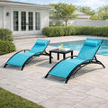 EROMMY Outdoor Chaise Lounge Set of 3, Reclining Patio Chairs by EROMMY