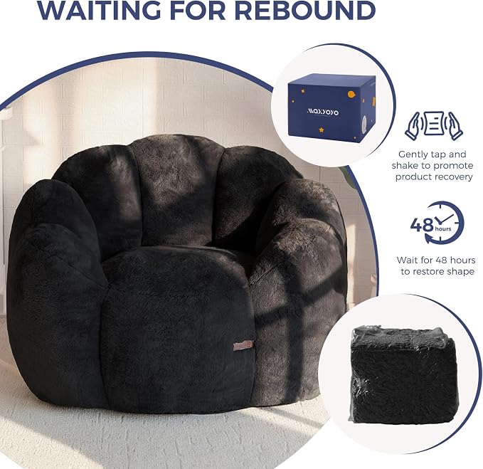 MAXYOYO Bean Bag Chair for Adults, Floral Shaped Bean Bag Sofa, Ultra Soft Faux - Image 7