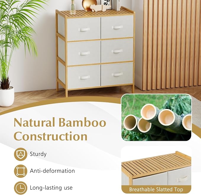 LOKO Fabric Dresser with 6 Drawers, Modern Storage Tower with 6 Folding Fabric - Image 7