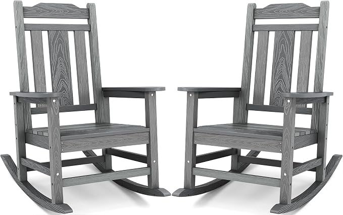 SERWALL Oversized Outdoor Rocking Chair Set of 2, All Weather Patio Rocking by SERWALL