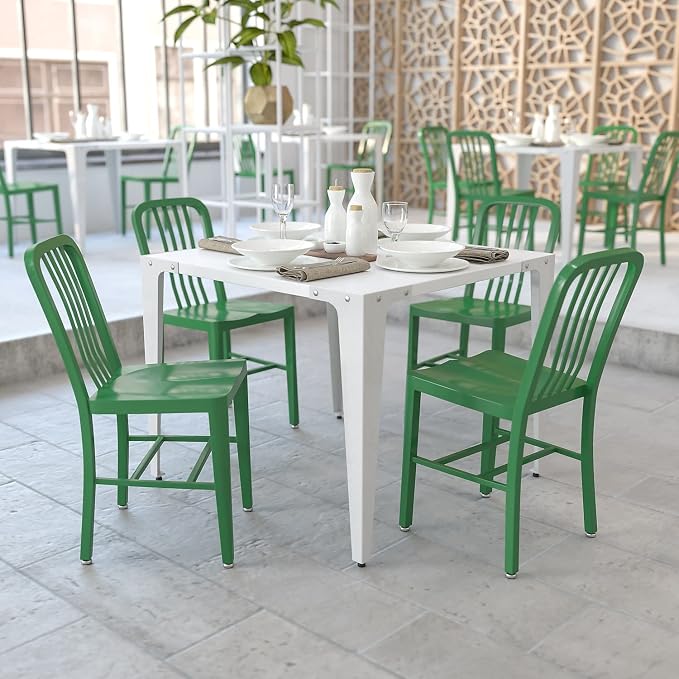Flash Furniture Gael Commercial Grade 2 Pack Green Metal Indoor-Outdoor Chair - Image 2