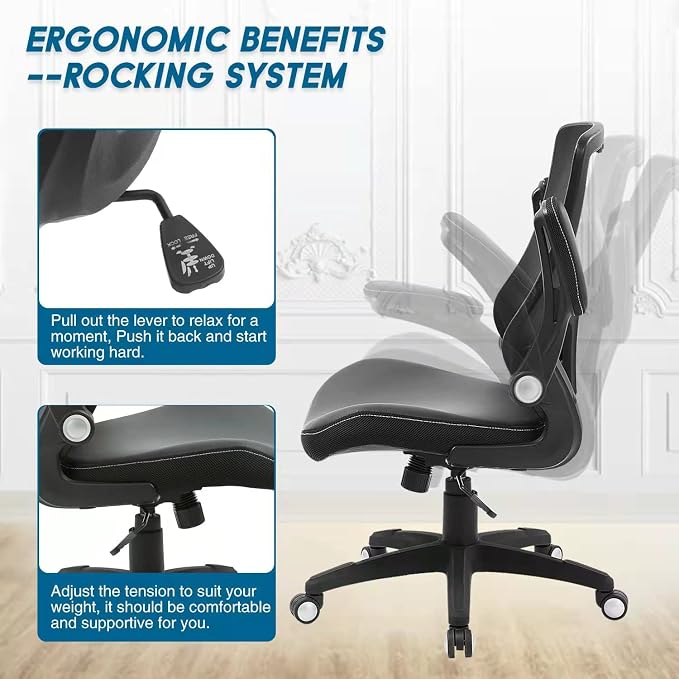 Office Chair Ergonomic Desk Chair, Computer PU Leather Home Office Chair - Image 8