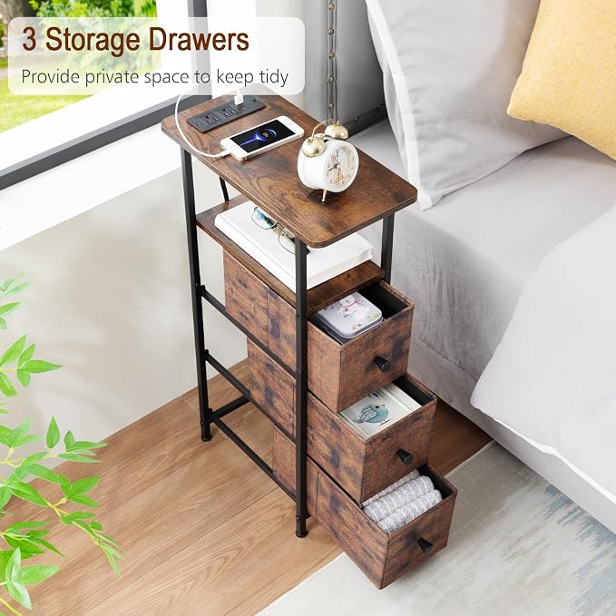 LOAKEKEL Narrow End Tables Living Room Set of 2 - Image 6