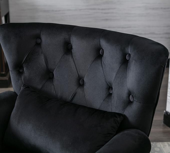 Mid Century Modern Accent Chair Upholstered Armchair Comfy Velvet Fabric Single - Image 4
