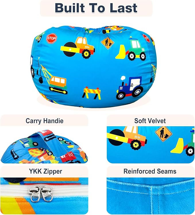 Lukeight Stuffed Animals Storage Bean Bag Chair Cover - Image 5