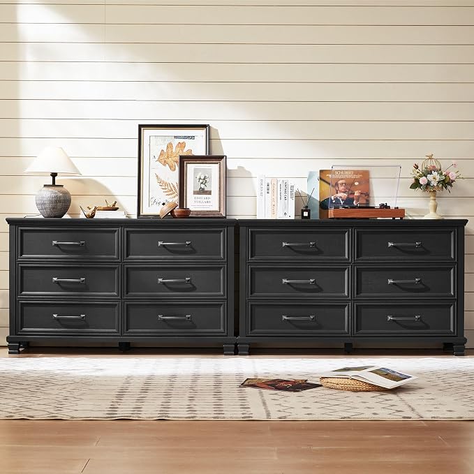 SAVOR LIFE Farmhouse Black 6 Drawer Dresser - Image 6