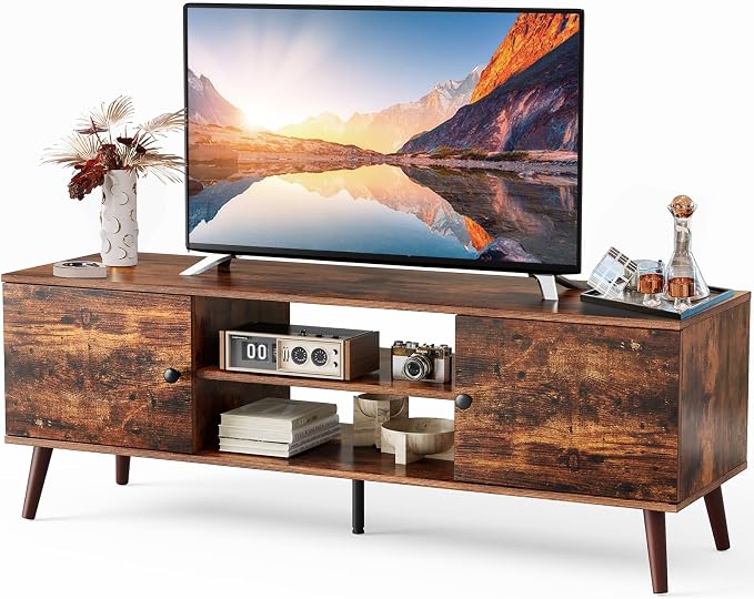 Sweetcrispy TV Stand for 55 60 inch TV, Modern Mid Century Entertainment Center by Sweetcrispy