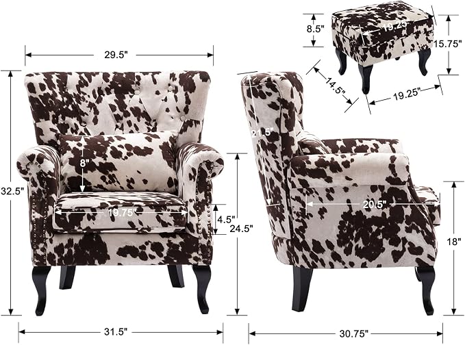Mid Century Modern Accent Chair Upholstered Armchair Comfy Velvet Tufted - Image 2