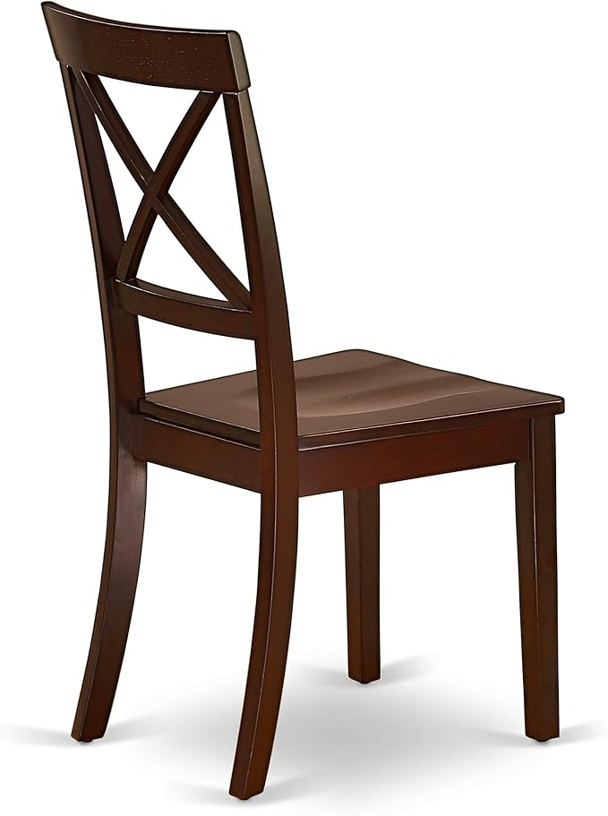 East West Furniture DLBO5-MAH-W 5 Piece Dining Room Table Set Includes a Round - Image 8