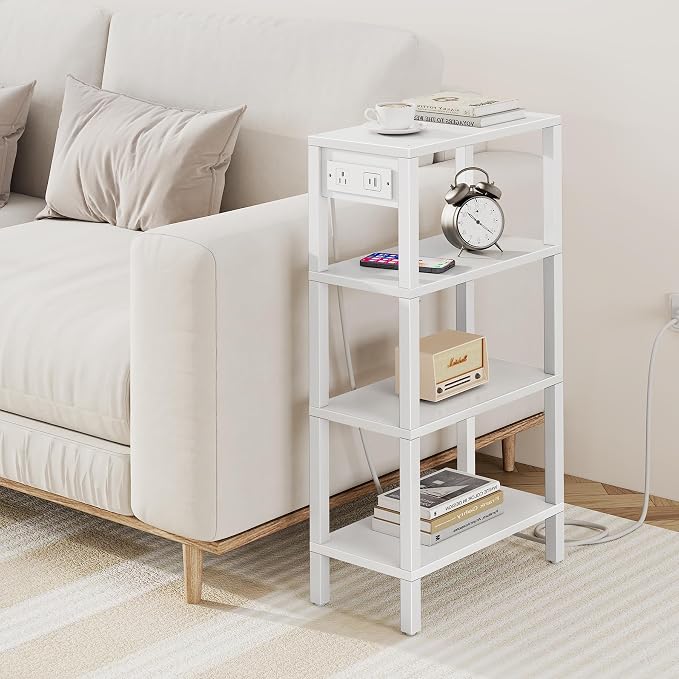 TUTOTAK Narrow Side Table with Charging Station, Small End Table with USB Ports - Image 8