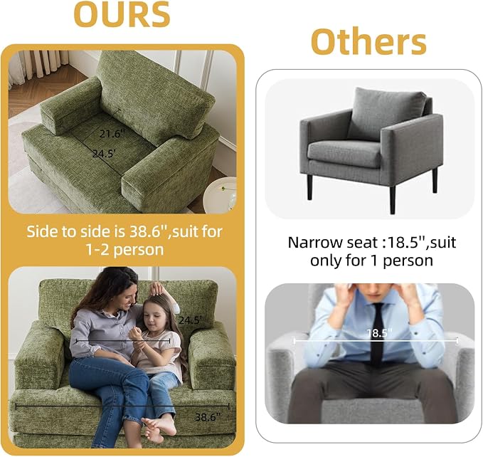 Oversized Accent Chair with Armrest Organizer, Comfy Living Room Chairs with - Image 5