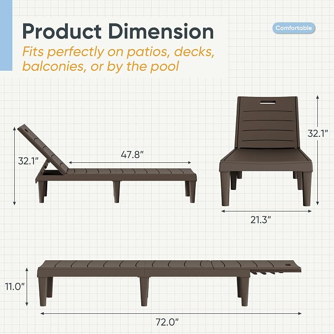 Greesum Outdoor Chaise Lounge Chairs Set of 2 - Image 3