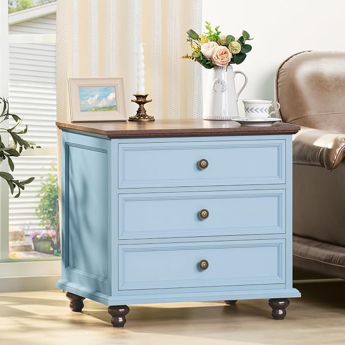Joaxswe 24" Wide Farmhouse Night Stand Set of 2, Large End Table - Image 2