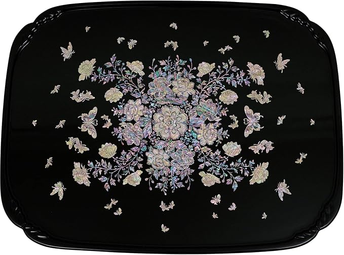 February Mountain Mother of Pearl Folding Table Handmade Bedroom Table - Image 2