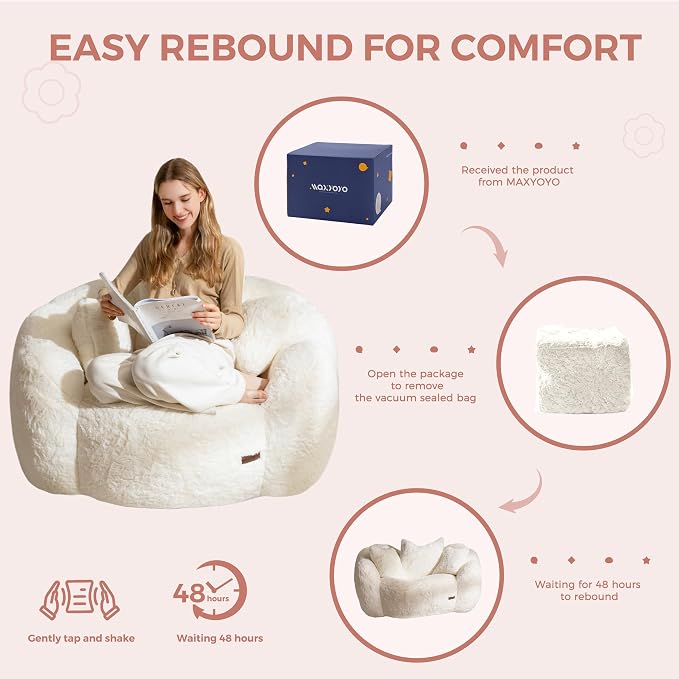 MAXYOYO Bean Bag Chair, Floral Shaped Bean Bag Sofa - Image 7