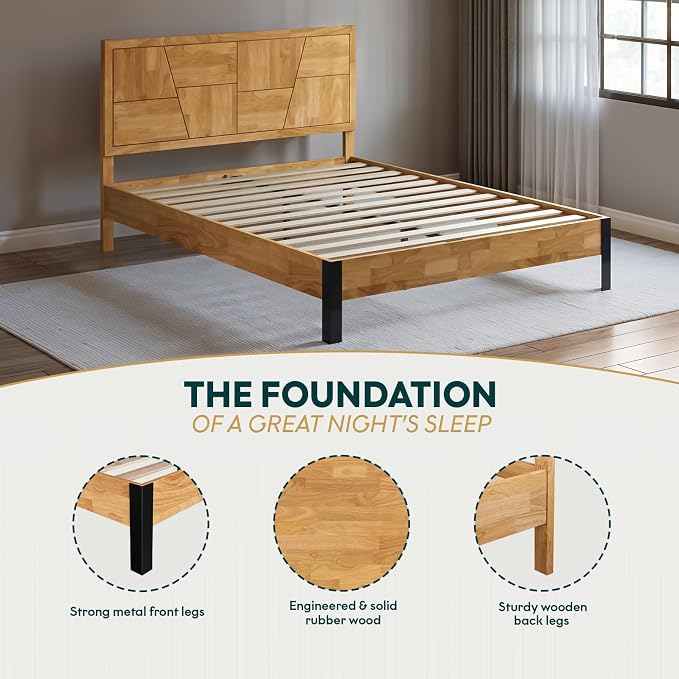 Bme Trapeze Queen Bed Frame – Modern Solid Wood Bed - Image 3