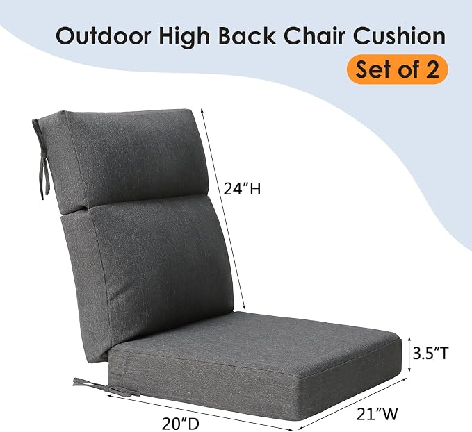 Unimatta Outdoor High Back Chair Cushion Seat Pads, 44 x 21 Inch - Image 5