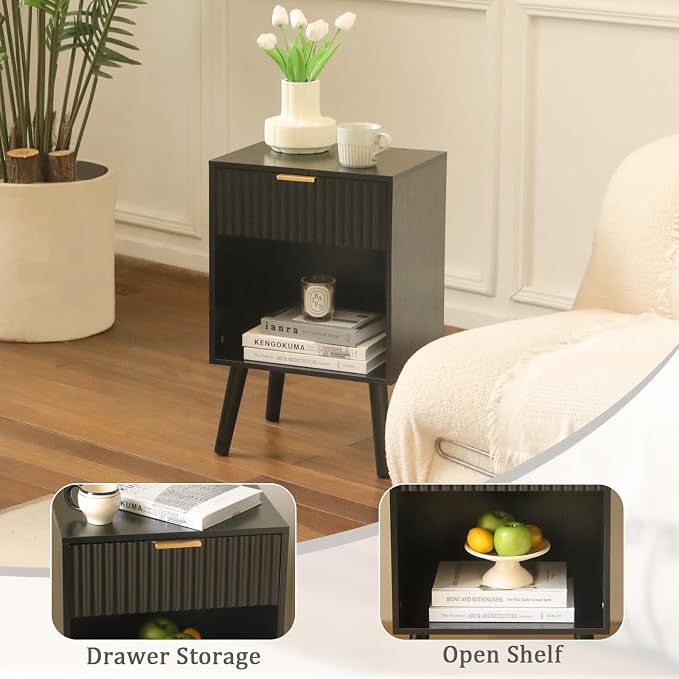 Fultyle Fluted Black Nightstand - Image 7
