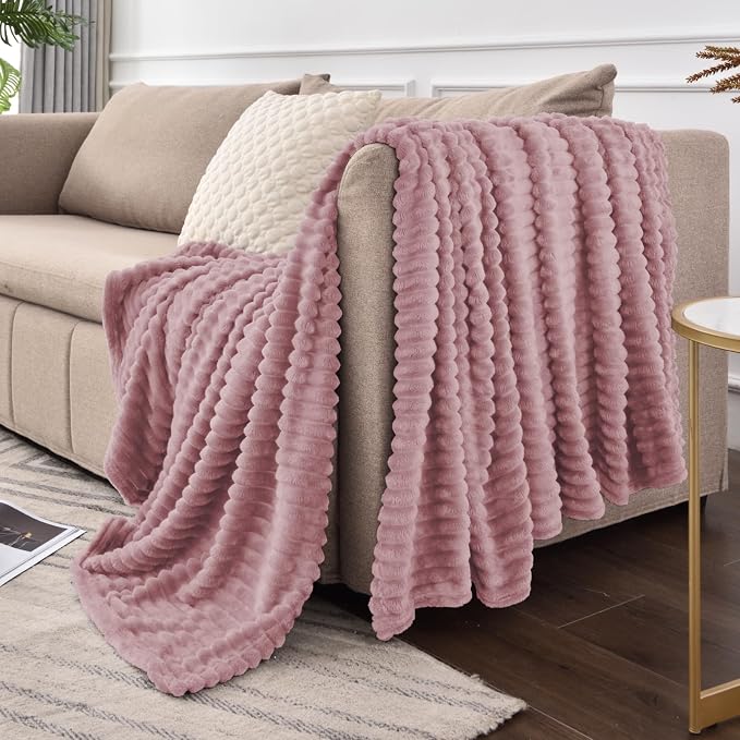 BEDELITE Fleece Throw Blanket for Couch – 3D Ribbed Jacquard Soft and Warm - Image 8