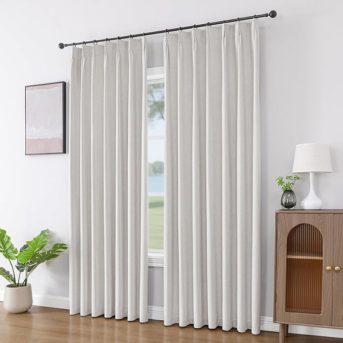 Joydeco Pleated Curtains for Living Room Bedroom, Linen Drapes 90 inch Length 2 - Image 4