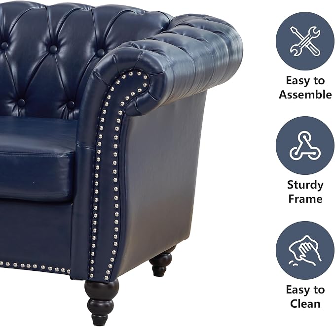 QHITTY 3 Piece Living Room Set, Sectional Chesterfield Sofa Chair Contemporary - Image 3