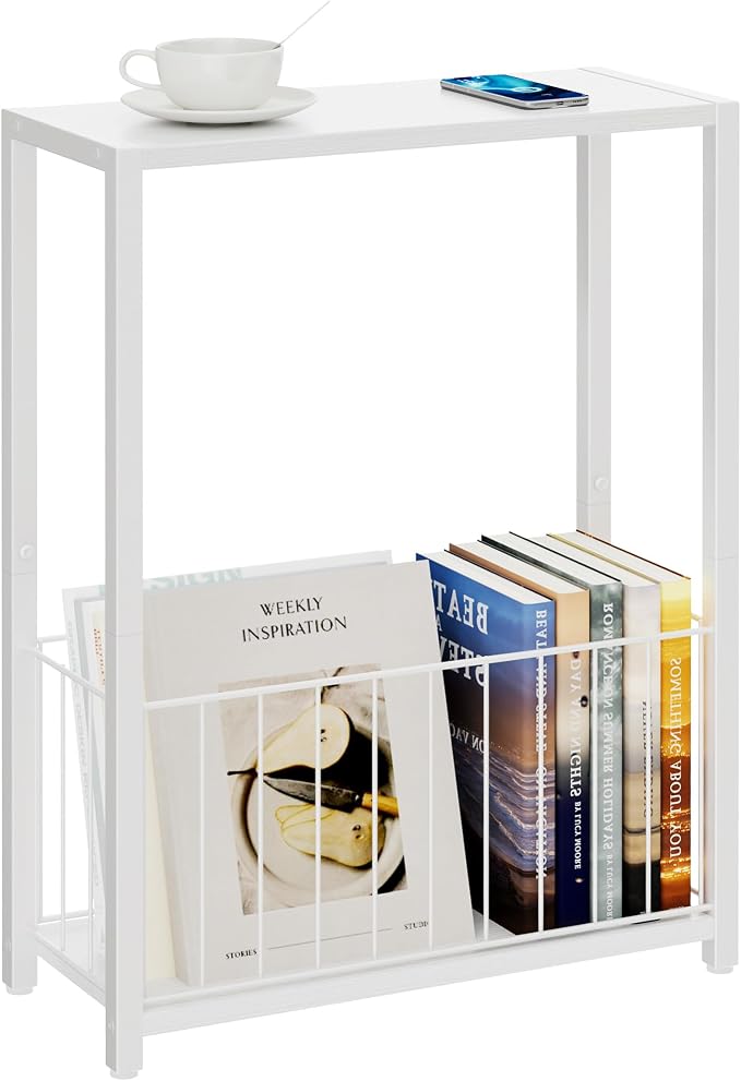 Homleke Narrow Side Table with Magazine Holder, Skinny End Table Perfect - Image 9