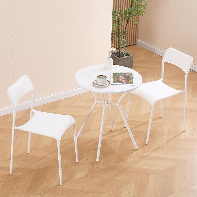 Outdoor Bistro Set for 2- Metal 3 Piece Bistro Table and Chairs Set of 2 -Small by CHAIRABLEFurnitureExperts