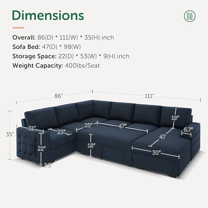 HONBAY Sectional Sleeper Sofa - Image 2