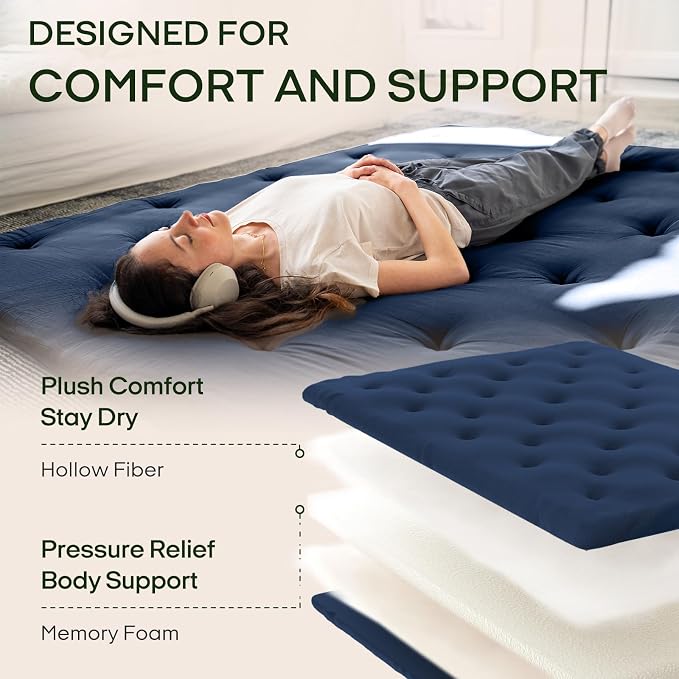 ZonLi Japanese Floor Futon Mattress Full Size 75"x 54", 100% Cotton Cover 2.5'' - Image 3