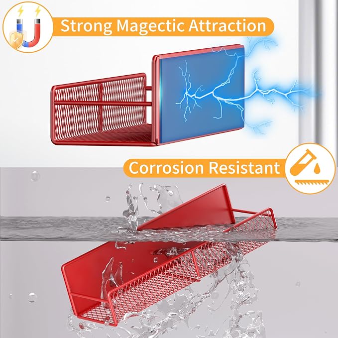 Magnetic Spice Rack for Refrigerator, 2 Pack 100% Metal Strong Magnet Shelf - Image 3