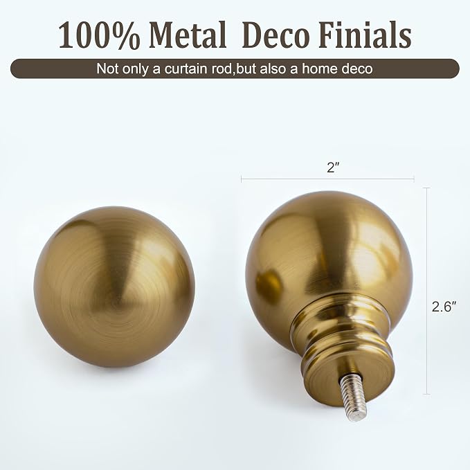 Warm Gold Curtain Rods for Windows Small 28 to 48 Inch 1" Diameter Short - Image 5