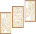 IARTTOP Boho Wooden Framed Wall Art Set of 3 Mid-century Modern Wood Wall Decor by IARTTOP