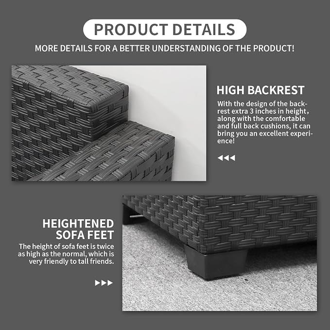 Rattaner 5-Piece Patio Furniture Sofa Set Outdoor Wicker Sectional Couch - Image 8