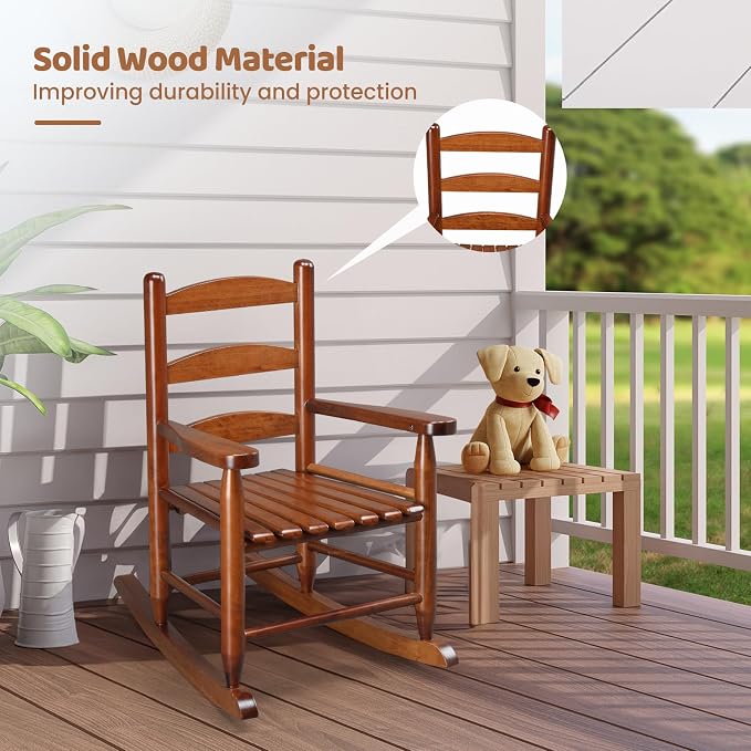 JOYMOR Outdoor Wooden Rocking Chair - Image 6