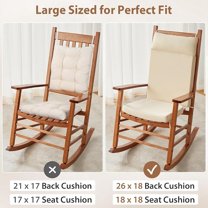 Waterproof Rocking Chair Cushions Outdoor & Indoor, Wooden Rocking Chair Pads - Image 3
